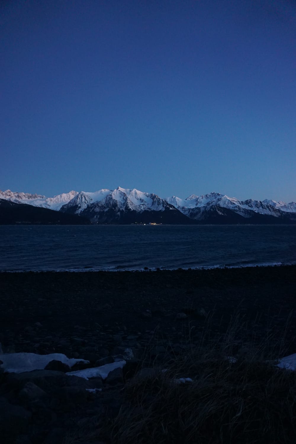 Seward, Alaska during a winter night